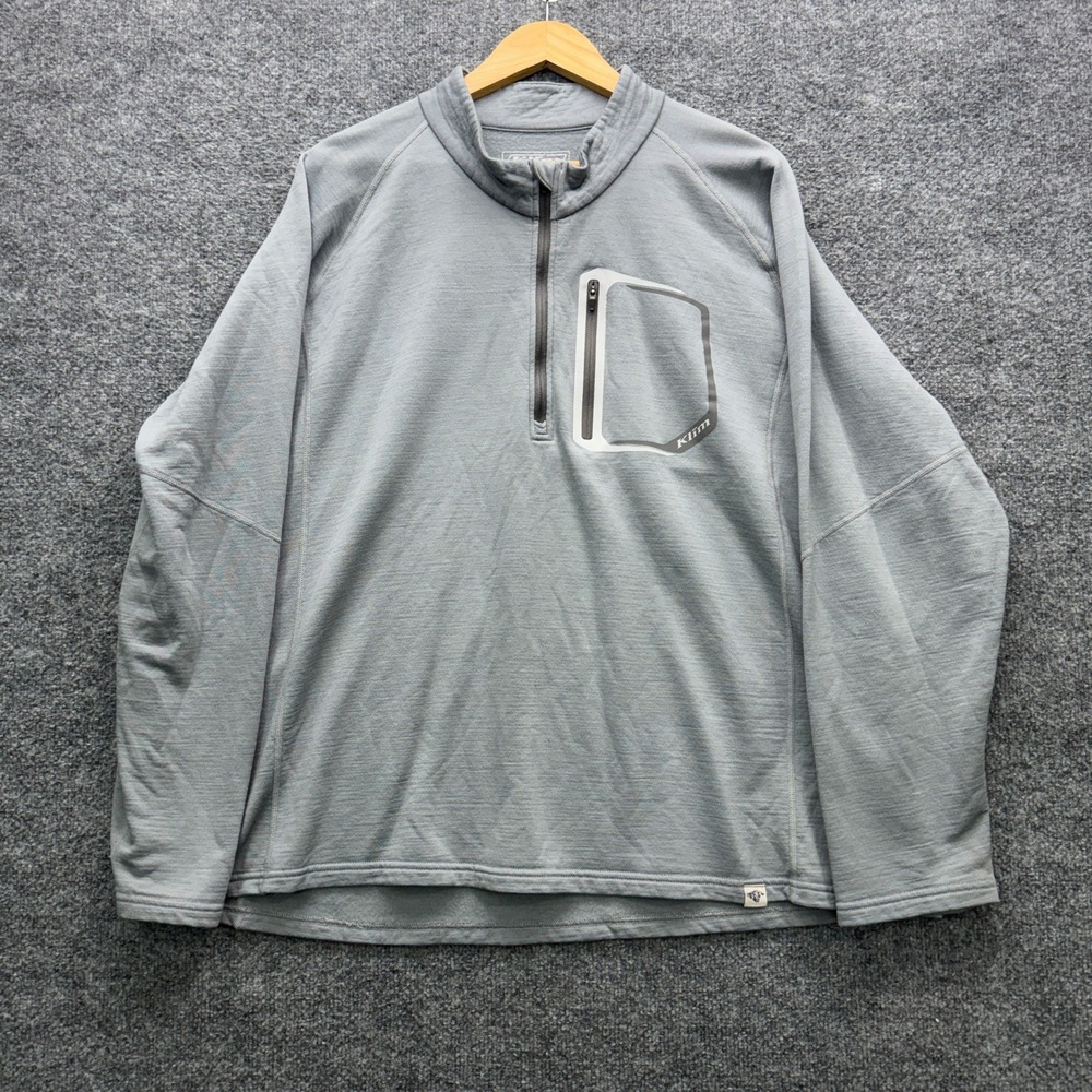 Klim Teton 1/4 Zip Shirt Mens 2XL Gray Long Sleeve Merino Blend Outdoor Pullover